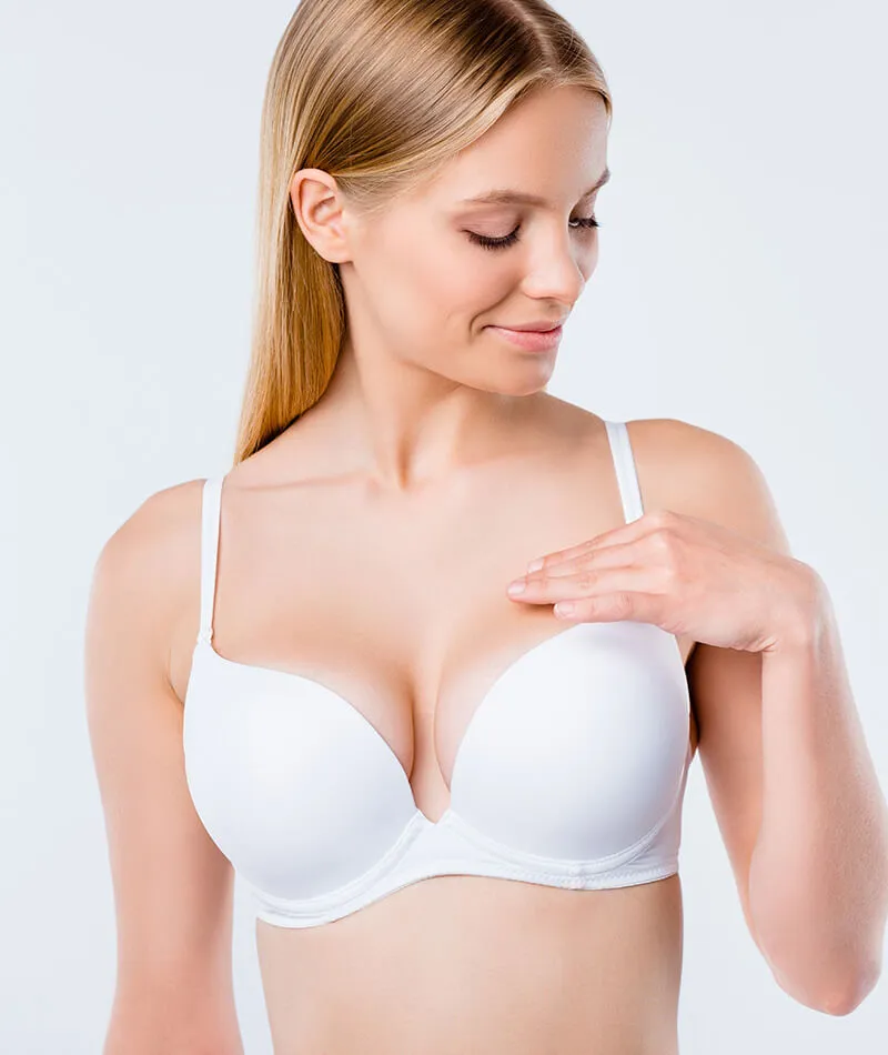 Woman in a white bra