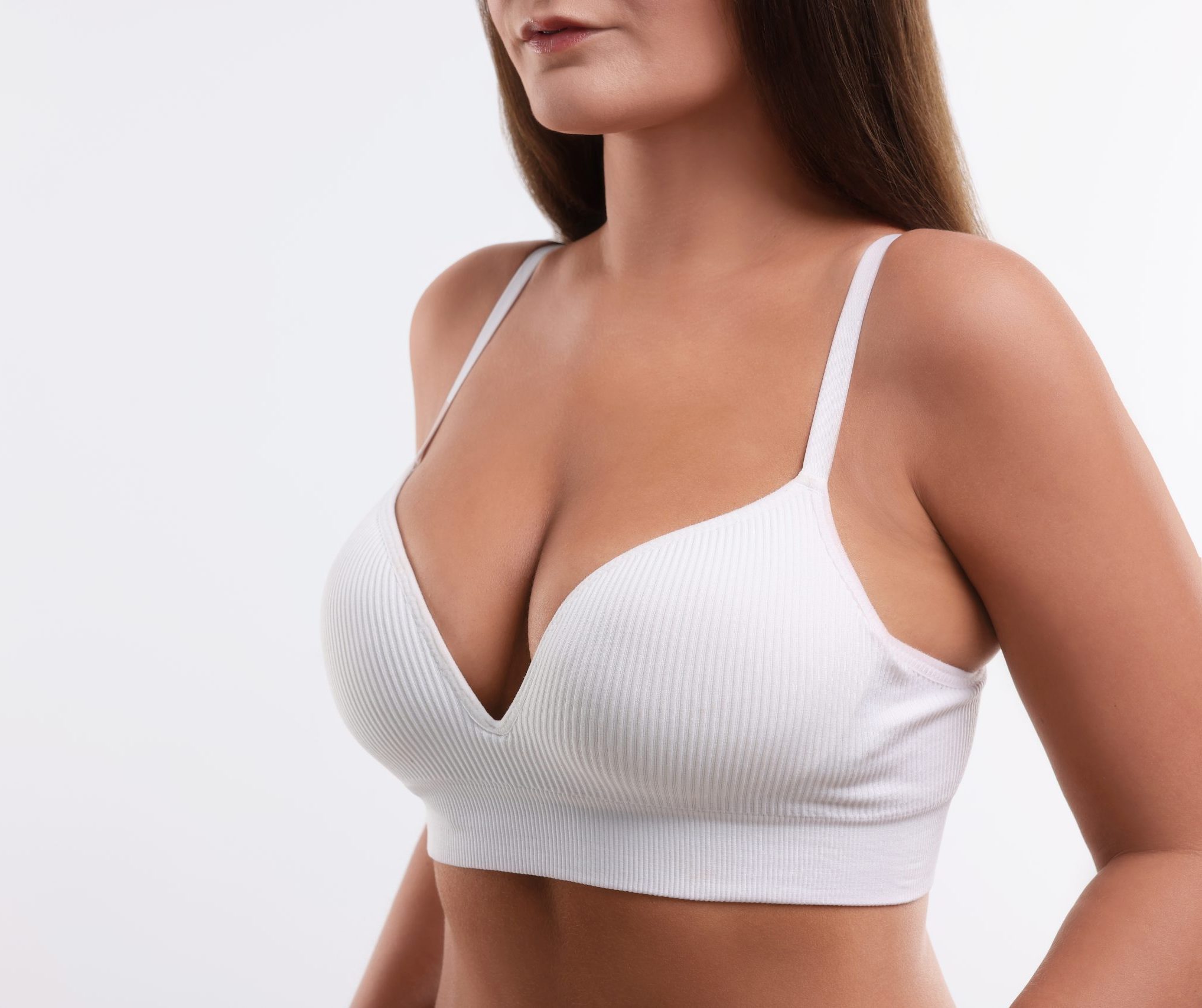 Woman in a white bra
