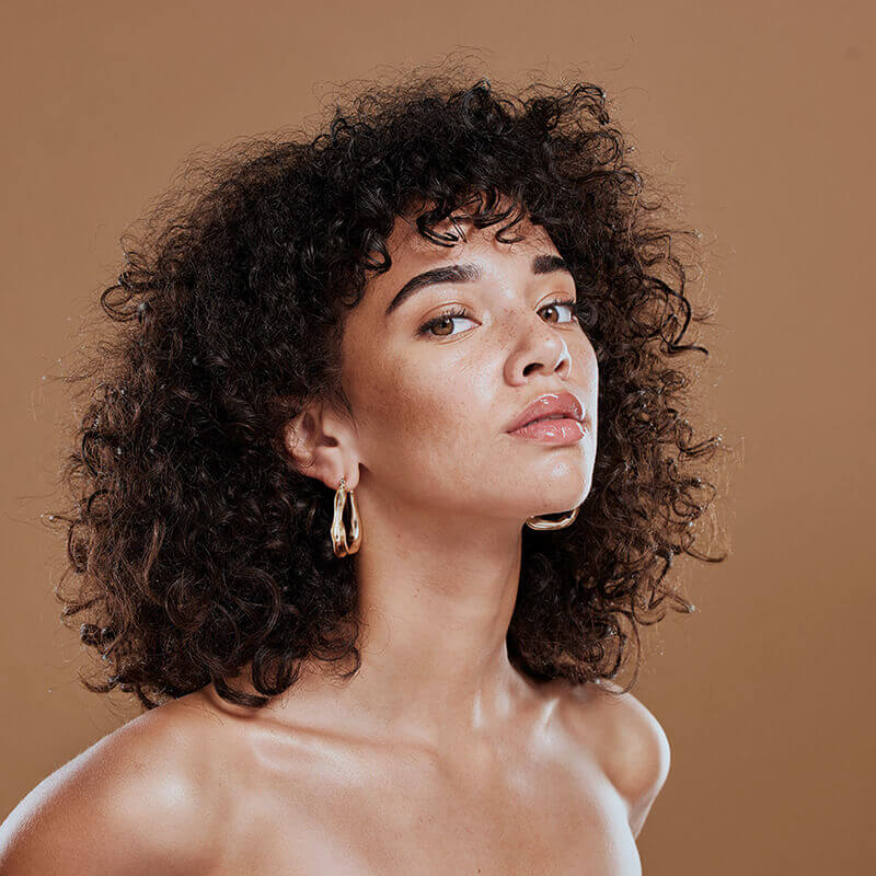 woman with curly hair