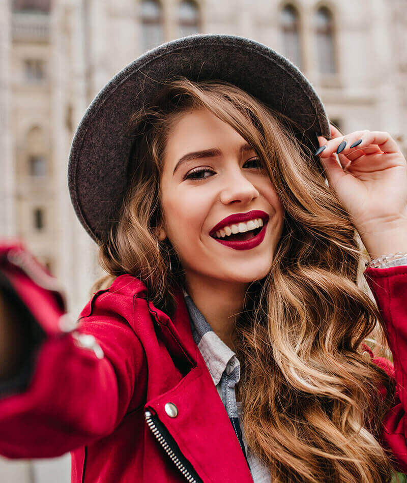 Beautiful woman in red