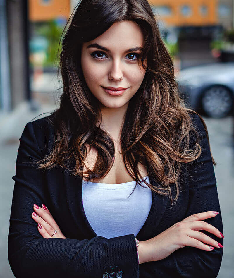 beautiful woman in black coat