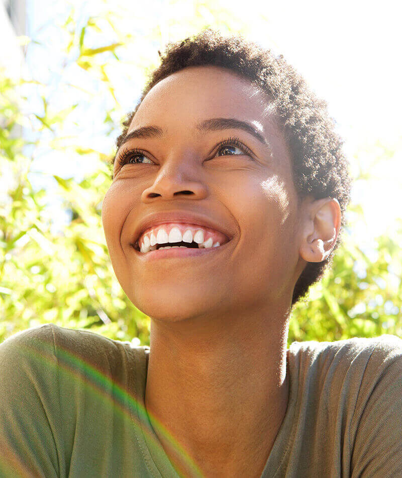 Woman outside in the sun