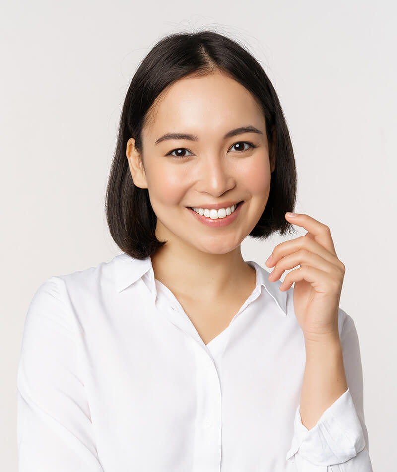 Young woman in white