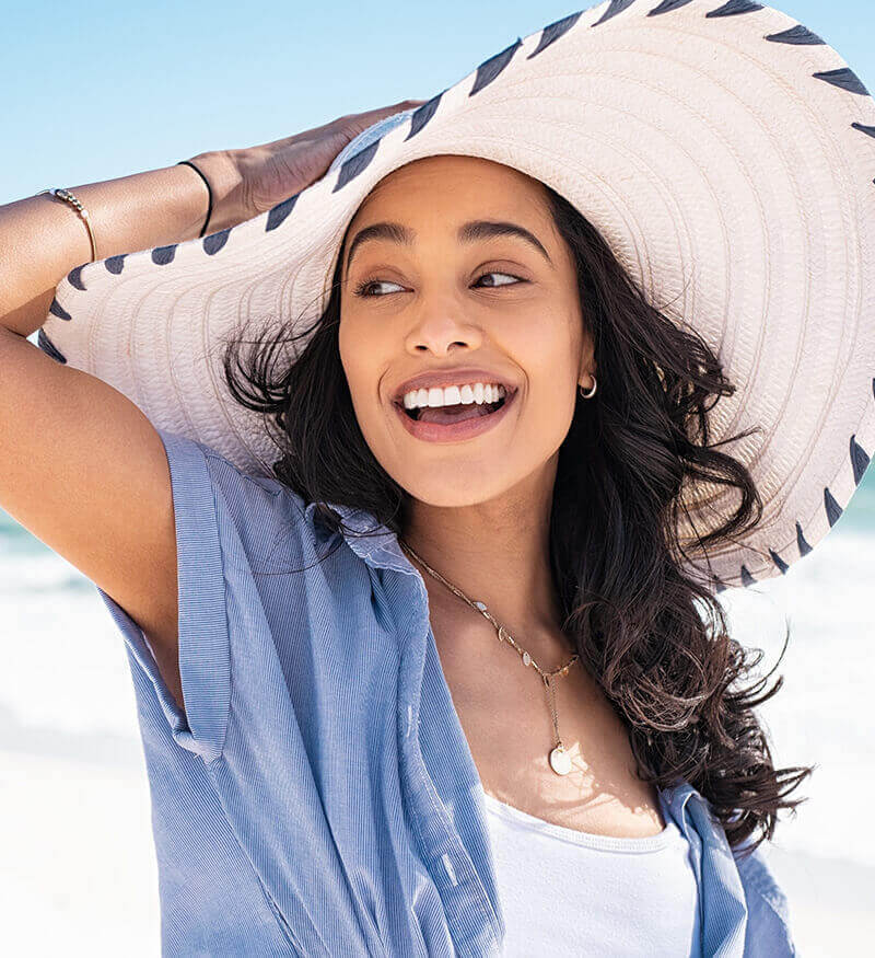 woman in a sun hat