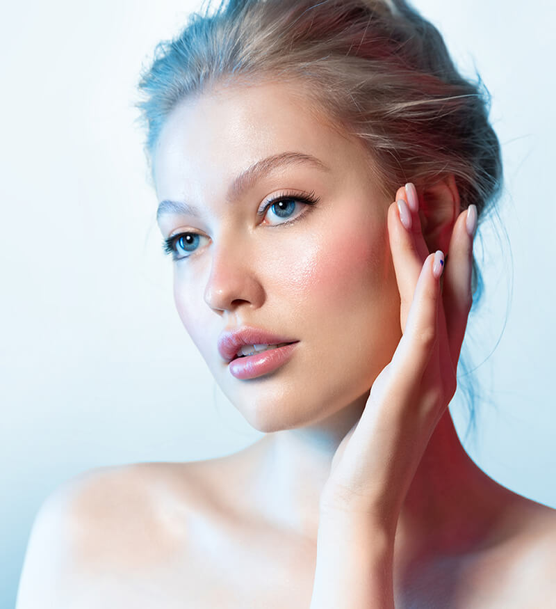 Young woman with makeup on